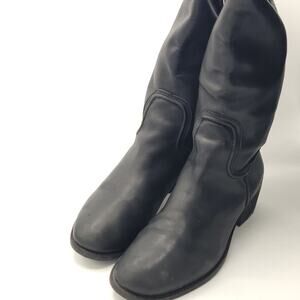 Stuart Weitzman Knee High Boots Black Smooth Leather Zip Back Heel womens size 9